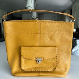 Large Yellow-Gold Leather Banana Republic Purse